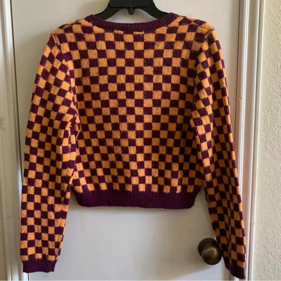 NWT Zara Jewel button plaid knit cardigan jacket, size L. - Picture 4 of 8